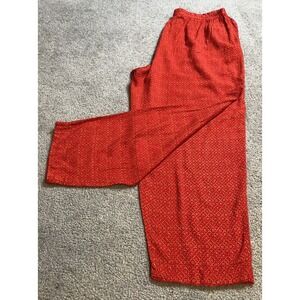 Vtg Worthington Woman's Ankle Pants Sz 18 Red Rayon Elastic Waist Straight Leg